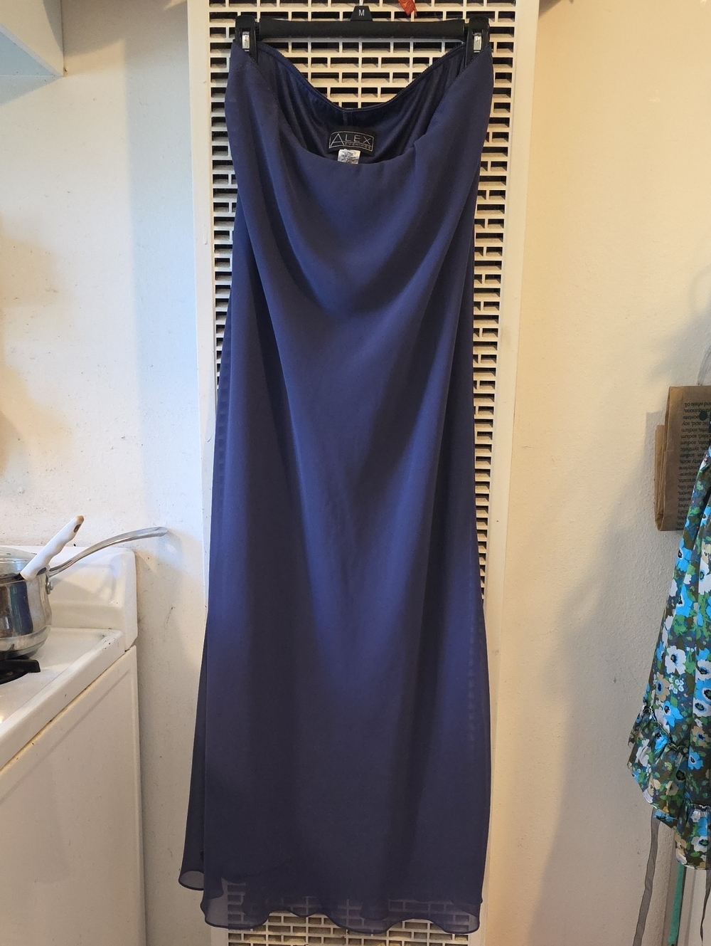 Alex Evenings Deep Navy Maxi Skirt with Draped Waist